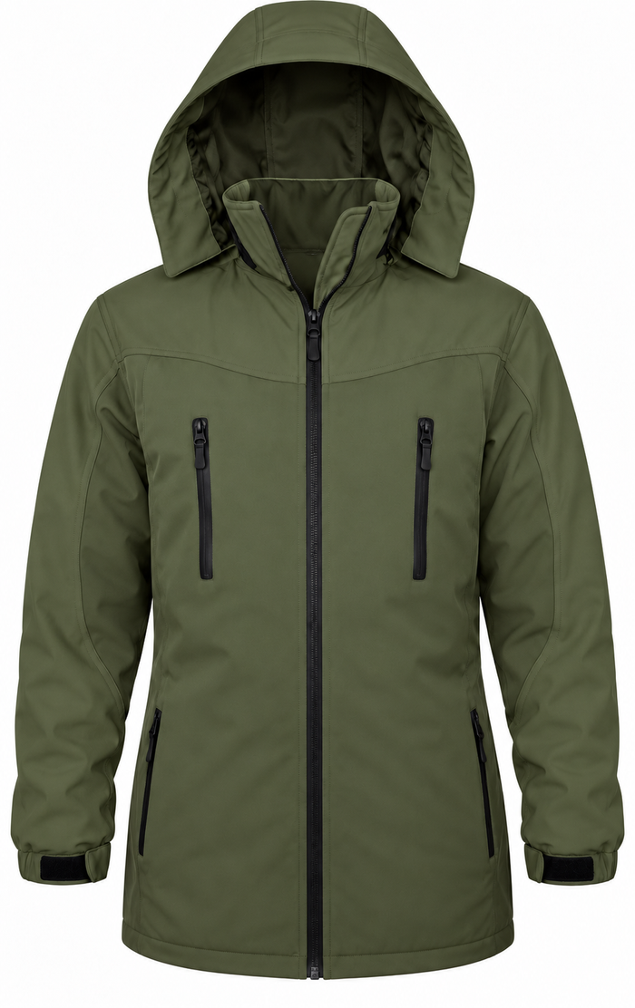 ATTIA Men's Longline Hooded Outdoor Jacket – Olive Green