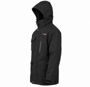 ATTIA men's hooded field jacket in Black, side view — AI visualisation; inferred from front reference