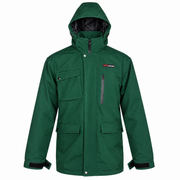 ATTIA men's hooded field jacket in Forest Green, front view — AI visualisation