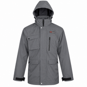 ATTIA men's hooded field jacket in Grey, front view — AI visualisation