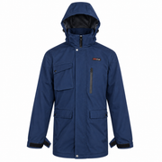 ATTIA men's hooded field jacket in Navy, front view — AI visualisation