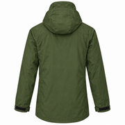 ATTIA men's hooded field jacket in Olive Green, back view — AI visualisation; inferred from front reference