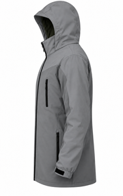 ATTIA longline jacket – Grey, side view (digital visualisation)