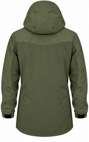 ATTIA longline jacket – Olive Green, back view (digital visualisation)