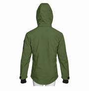 ATTIA hooded jacket – Olive Green, back view (digital visualisation)