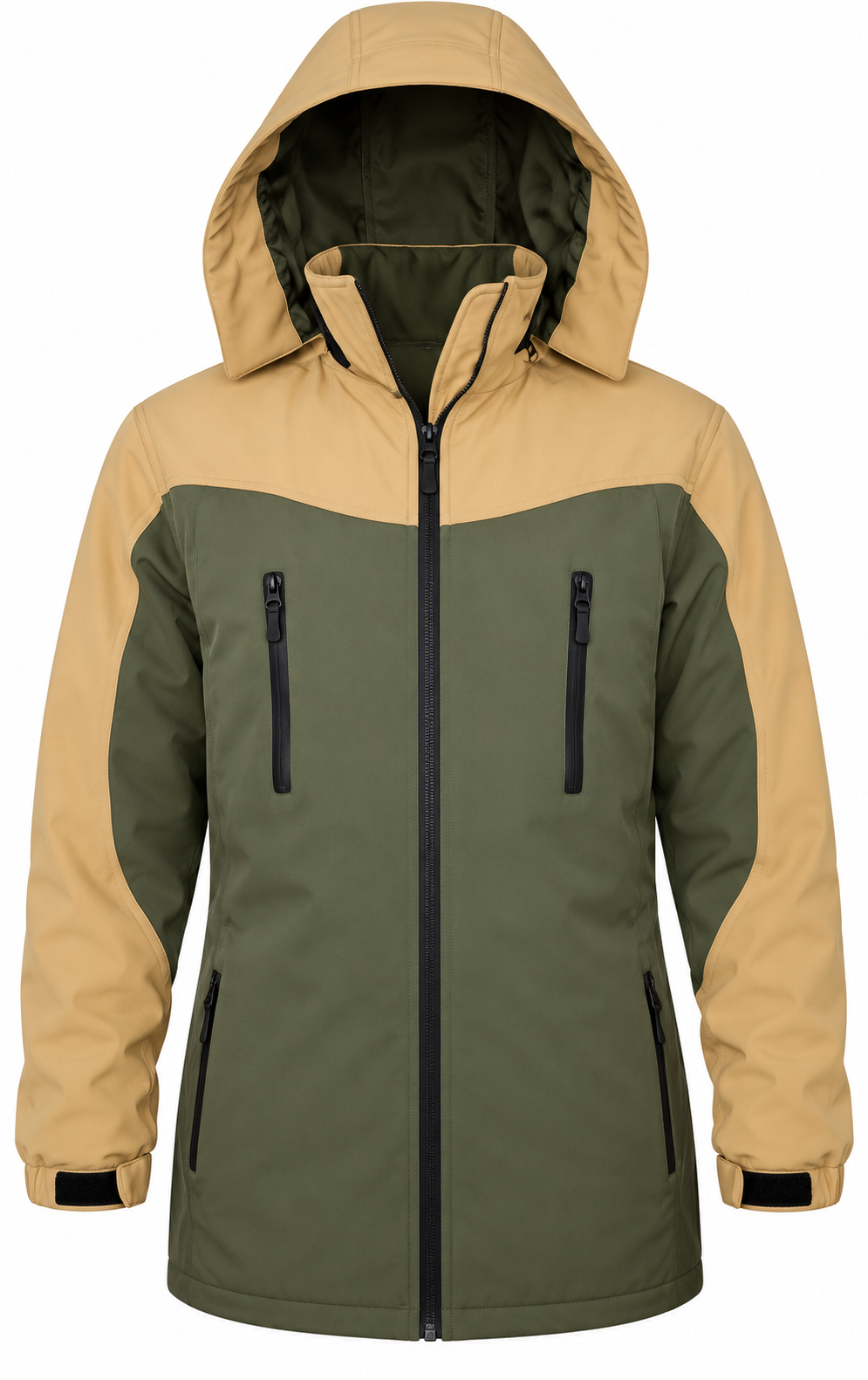 ATTIA Men's Longline Hooded Outdoor Jacket – Tan & Olive