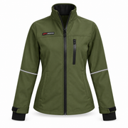 ATTIA women's full-zip jacket in Olive Green, front view — AI visualisation